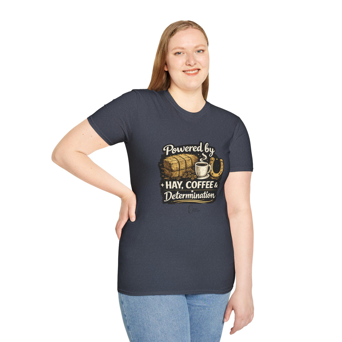 "Powered by Hay, Coffee & Determination" Softstyle T-Shirt