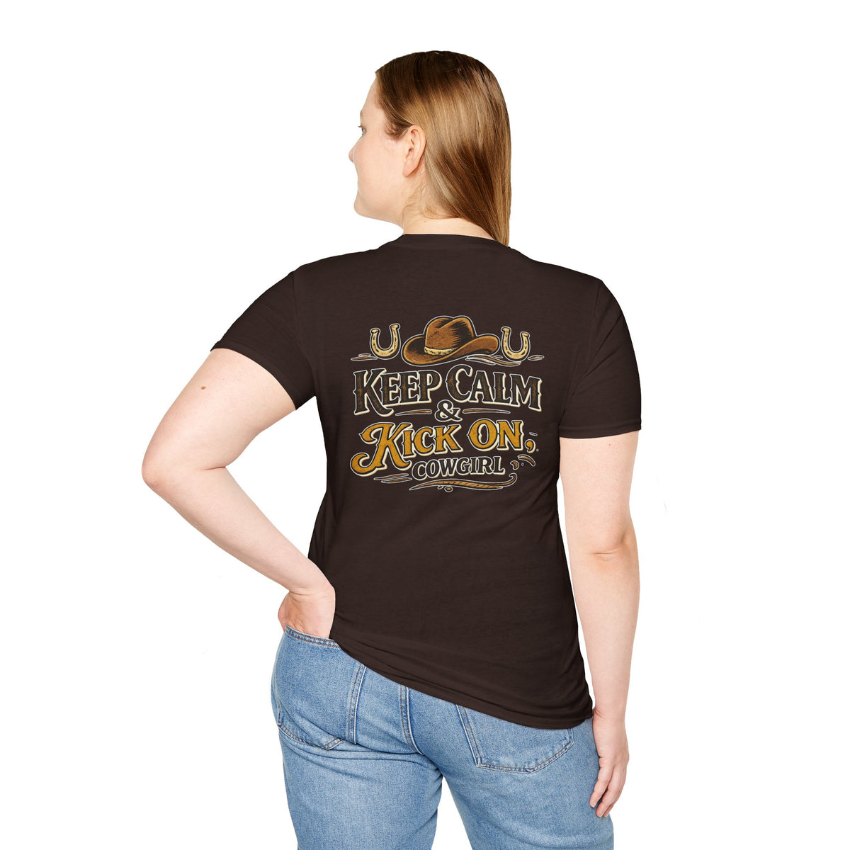 "Keep Calm & Kick On Cowgirl" T-Shirt