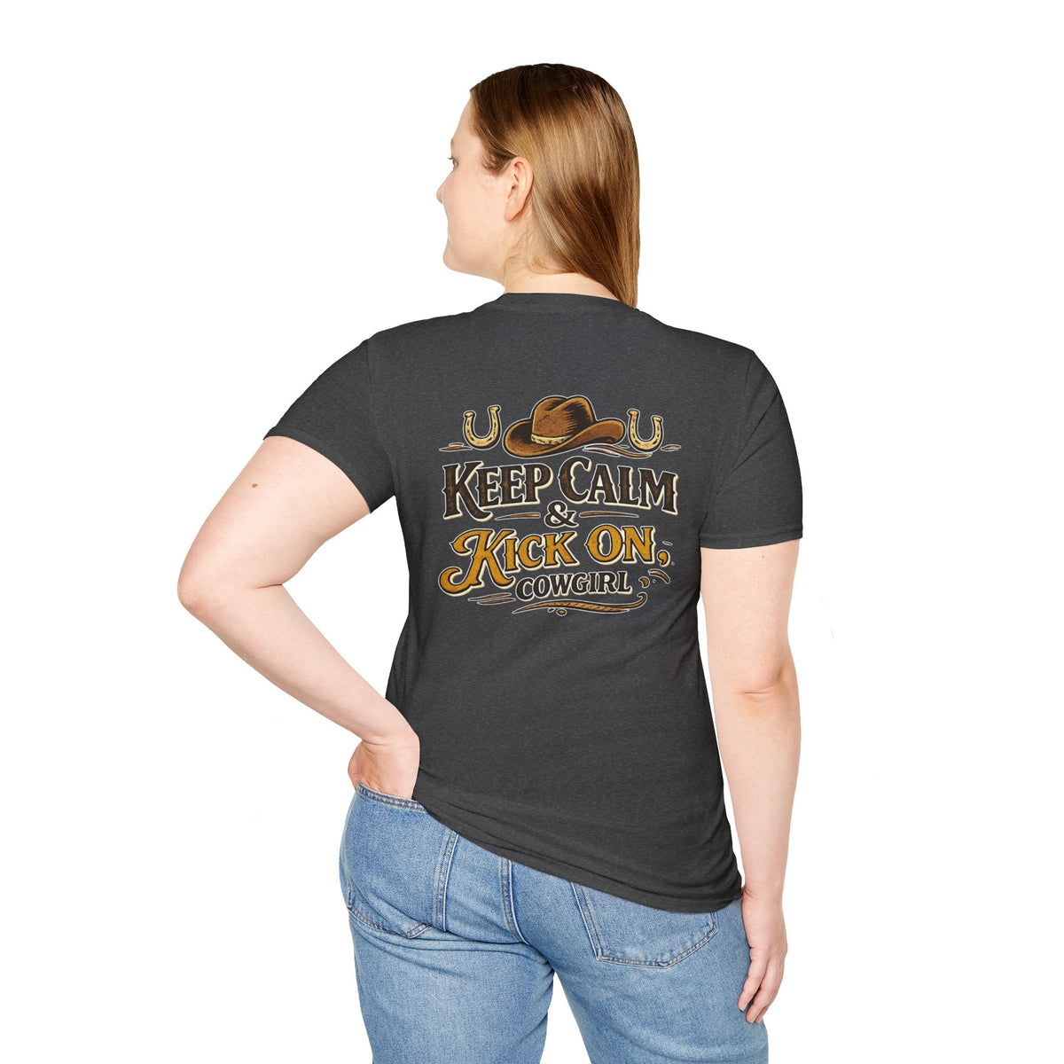 "Keep Calm & Kick On Cowgirl" T-Shirt