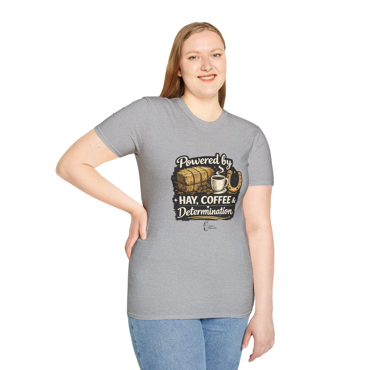 "Powered by Hay, Coffee & Determination" Softstyle T-Shirt