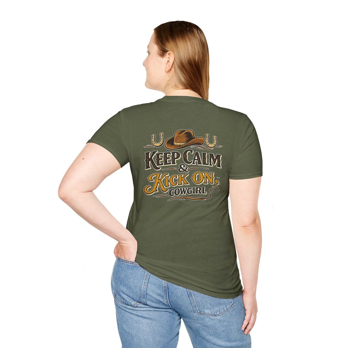 "Keep Calm & Kick On Cowgirl" T-Shirt