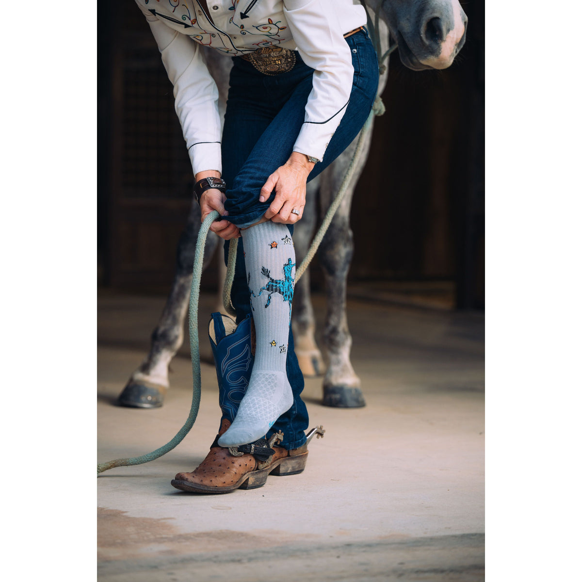 Fringe Long Live Grey Performance Boot Socks