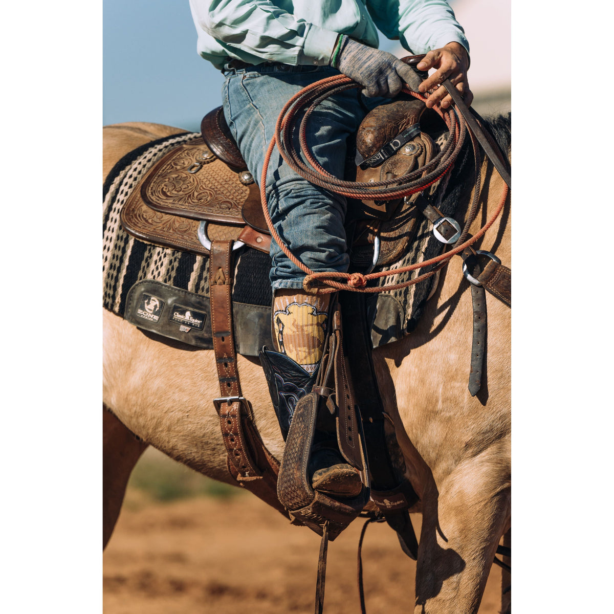 Lucky Bucking Cowgirl Tan Performance Boot Socks