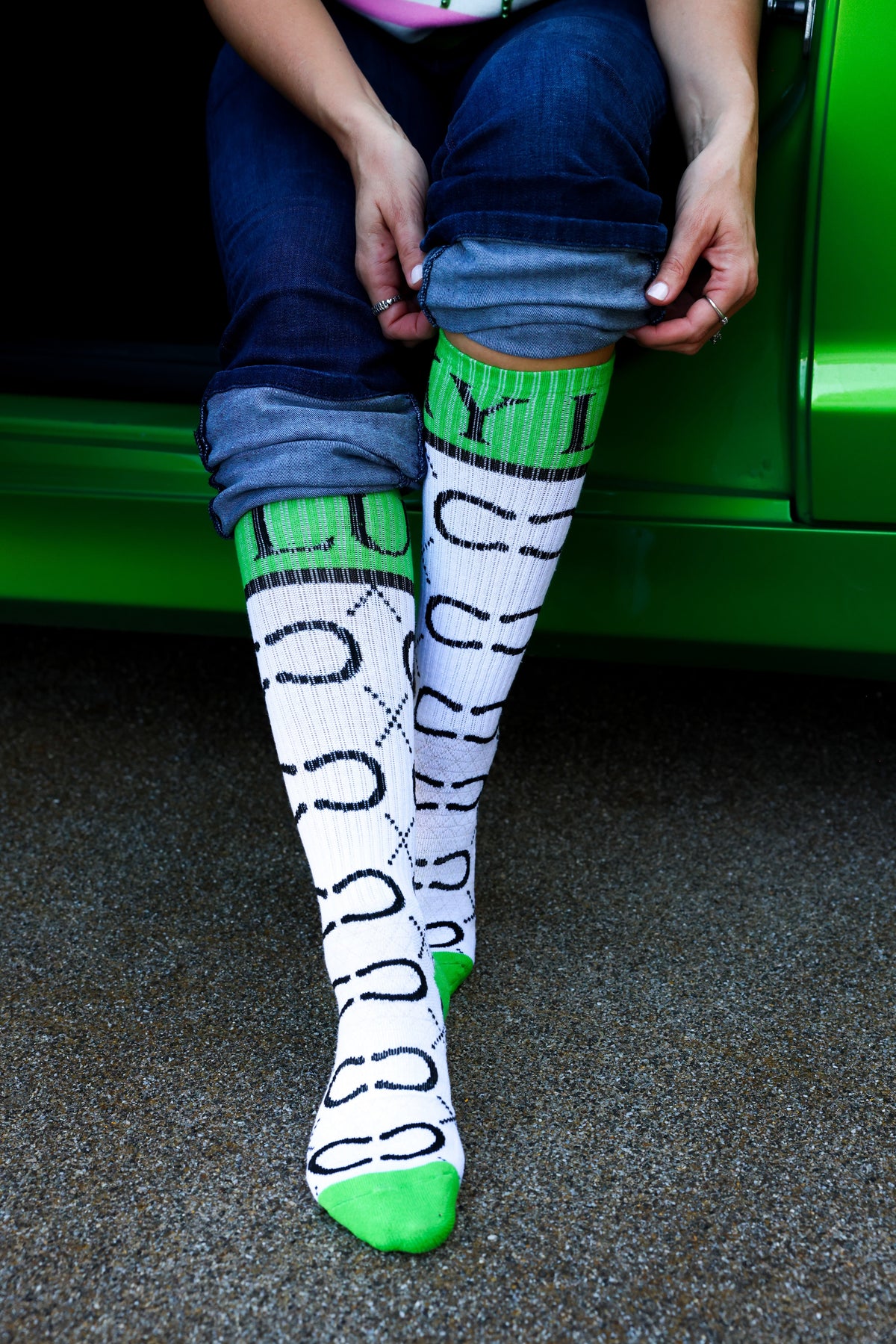 High Maintenance Cowgirl Kelly Green/ White Performance Boot Socks