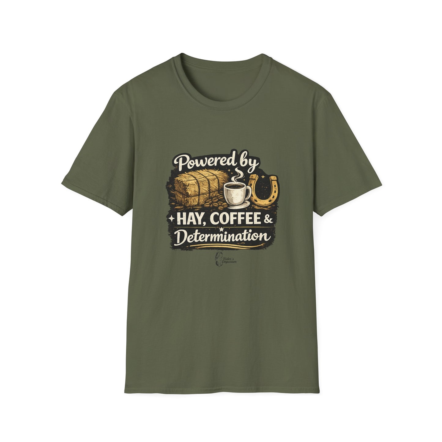 "Powered by Hay, Coffee & Determination" Softstyle T-Shirt