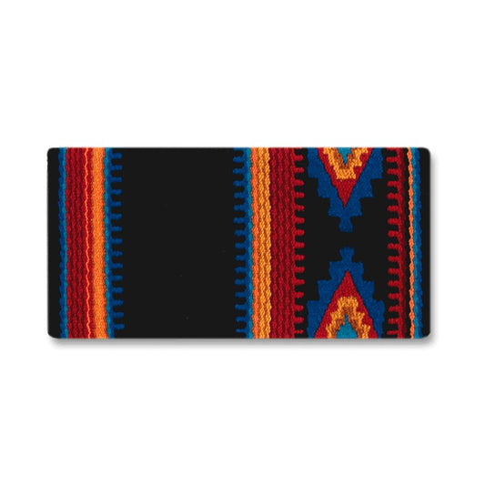 1461-10 Firecracker 36x34 New Zealand Wool Saddle Blanket BLACK BLUE ORANGE