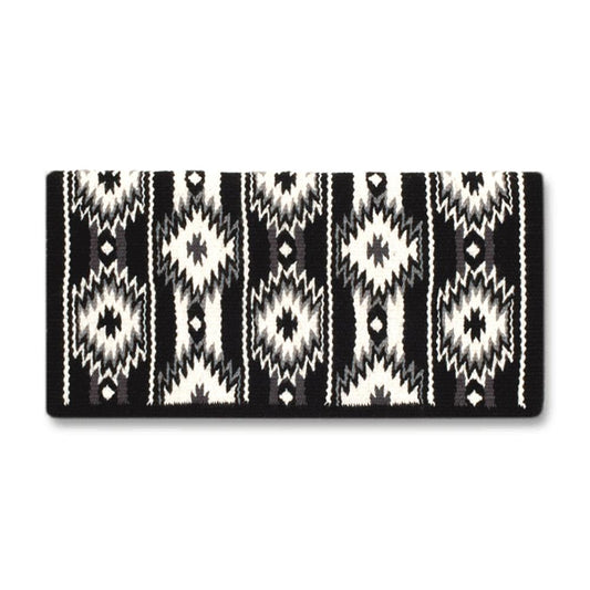 1463-11 Two X Two 38x34 New Zealand Wool Saddle Blanket BLACK WHITE GREY