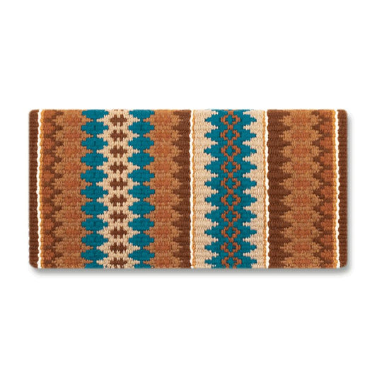 1455-18 Nova 38x34 New Zealand Wool Saddle Blanket TEAL TURQ BROWN