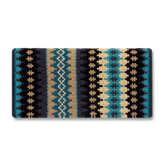 1455-14 Nova 38x34 New Zealand Wool Saddle Blanket NAVY TAN TURQ