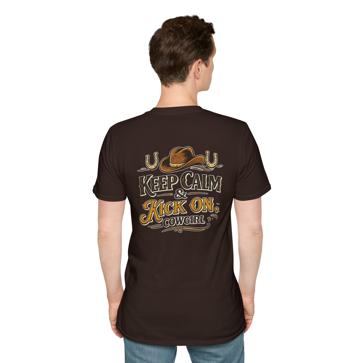 "Keep Calm & Kick On Cowgirl" T-Shirt