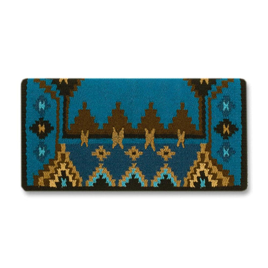 1465-4 Enchanted Pines 38x34 New Zealand Wool Saddle Blanket TURQUOISE