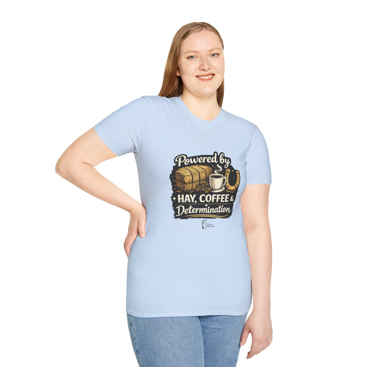 "Powered by Hay, Coffee & Determination" Softstyle T-Shirt