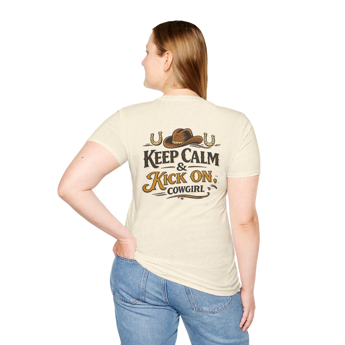 "Keep Calm & Kick On Cowgirl" T-Shirt