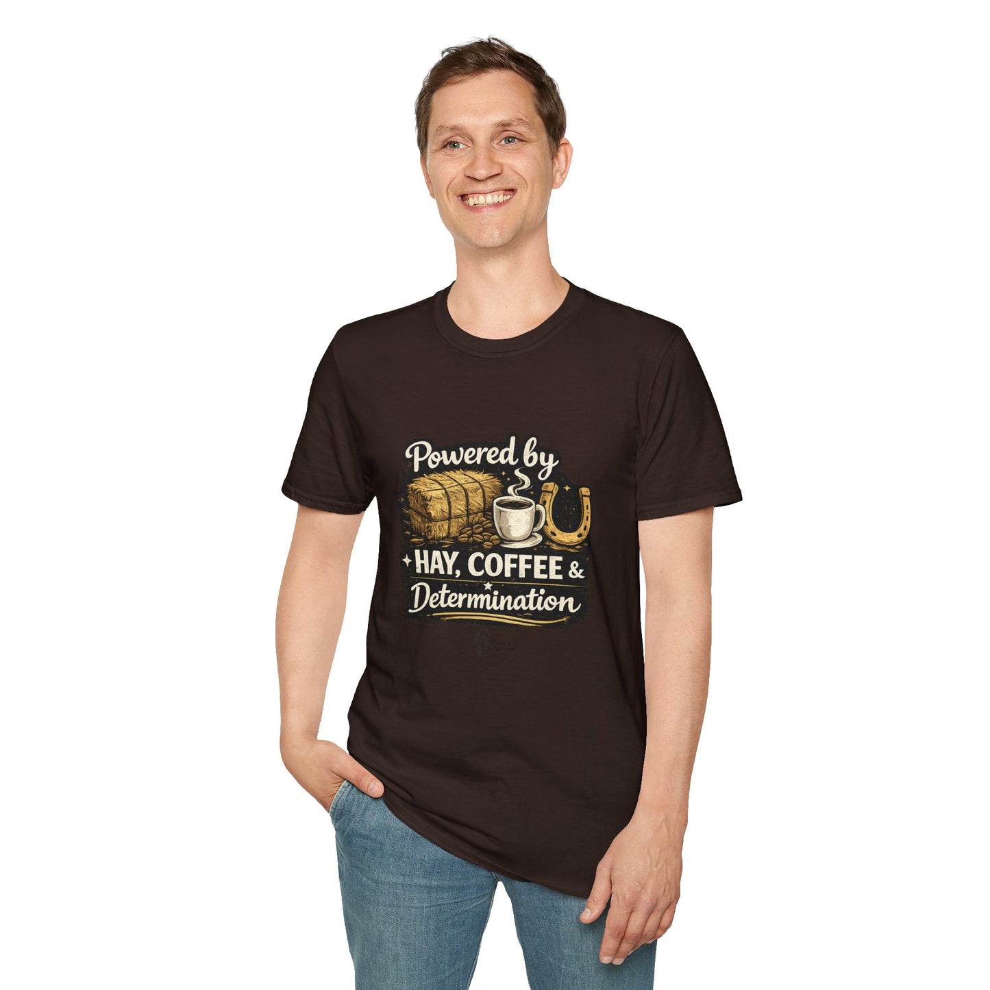 "Powered by Hay, Coffee & Determination" Softstyle T-Shirt