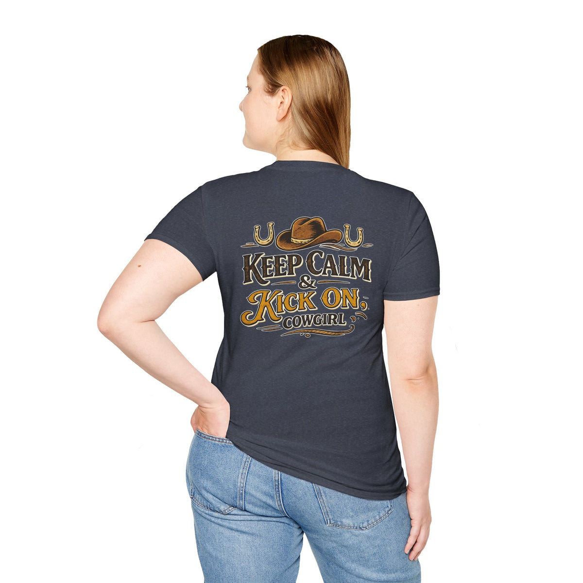 "Keep Calm & Kick On Cowgirl" T-Shirt