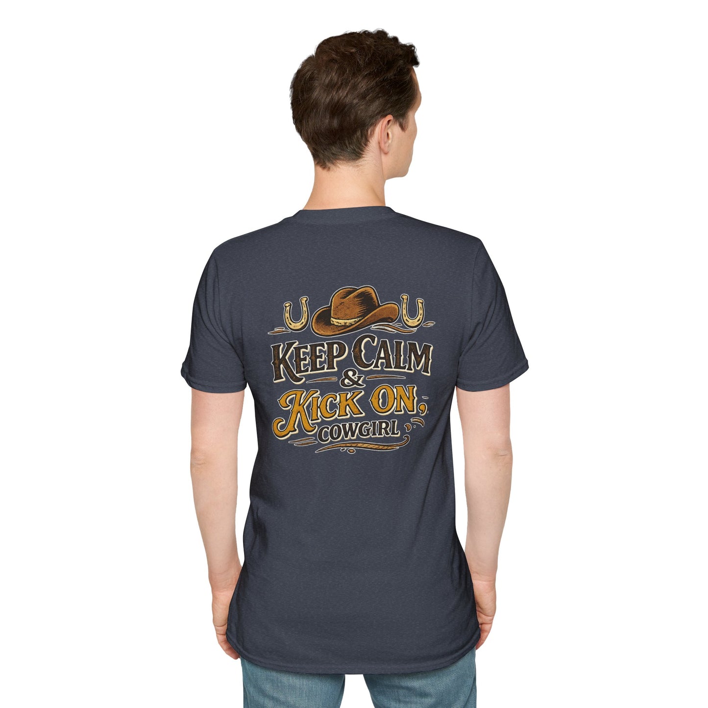 "Keep Calm & Kick On Cowgirl" T-Shirt