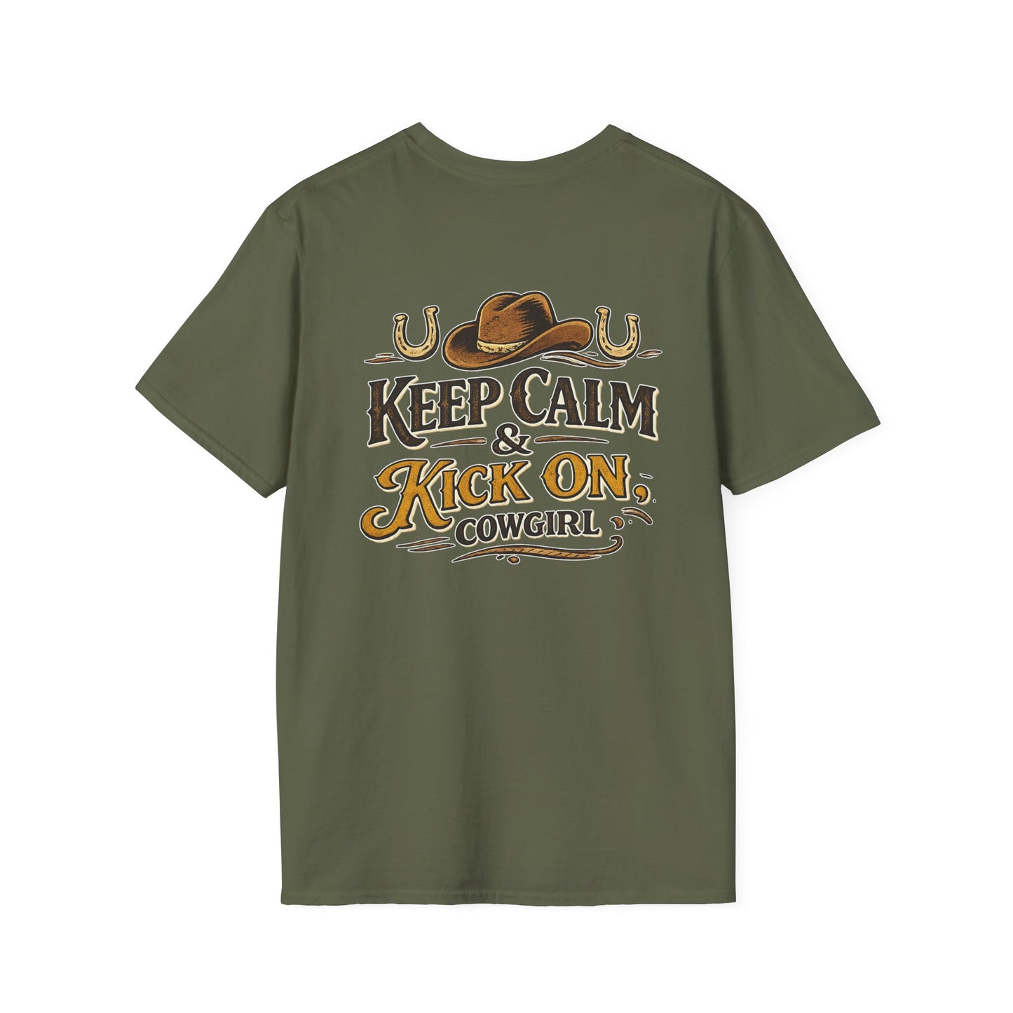 "Keep Calm & Kick On Cowgirl" T-Shirt