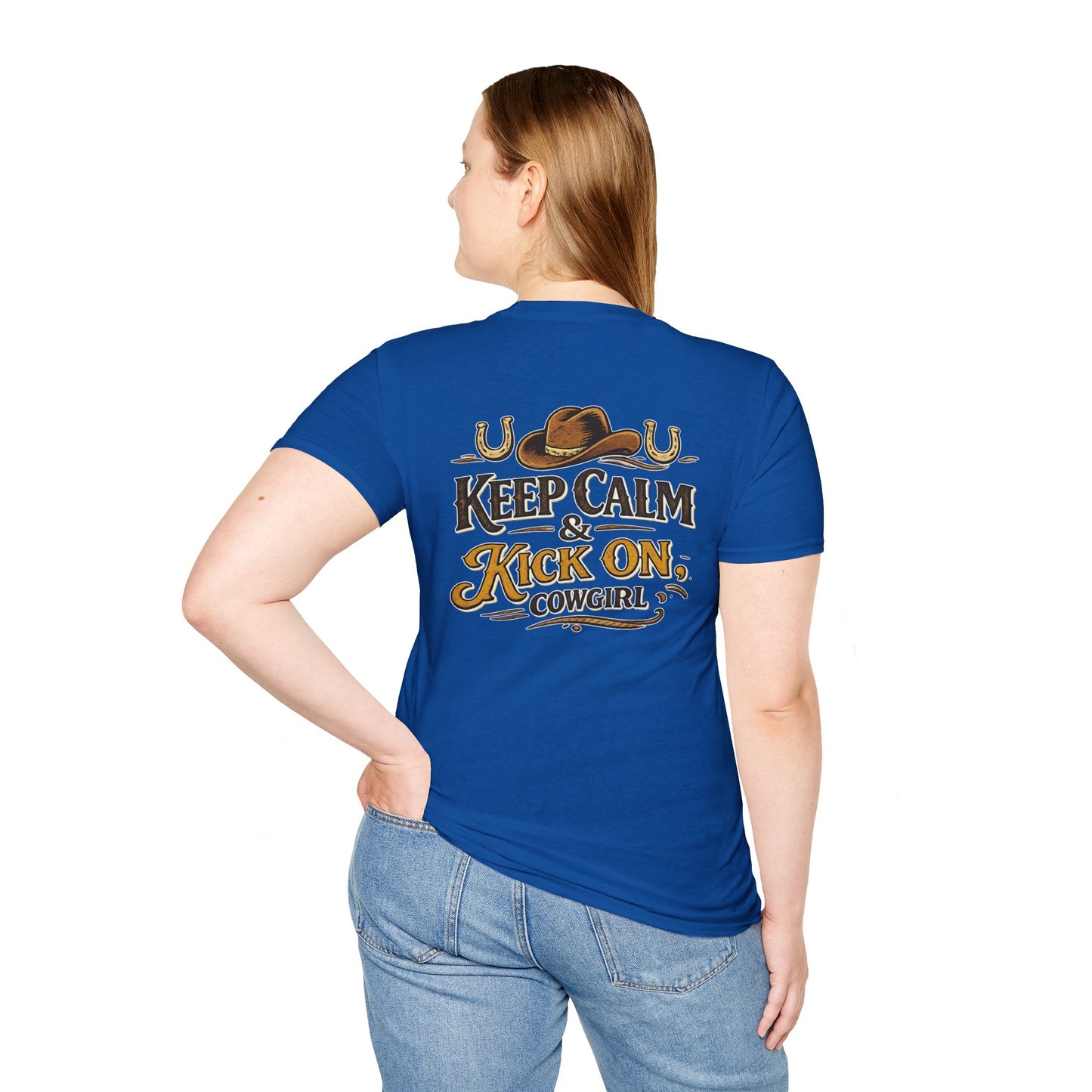 "Keep Calm & Kick On Cowgirl" T-Shirt