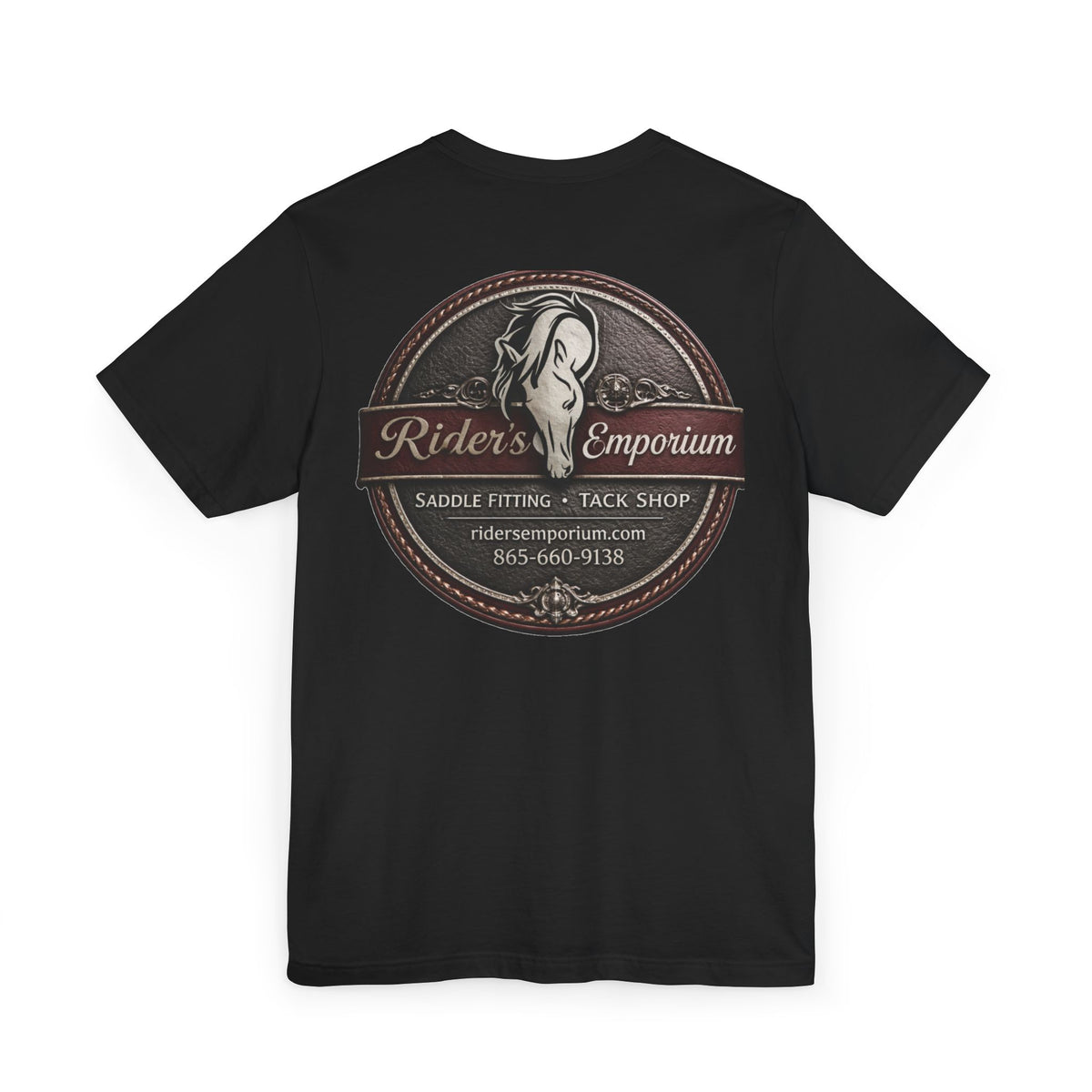 Rider's Emporium Logo Back Print T-Shirt — Round Logo