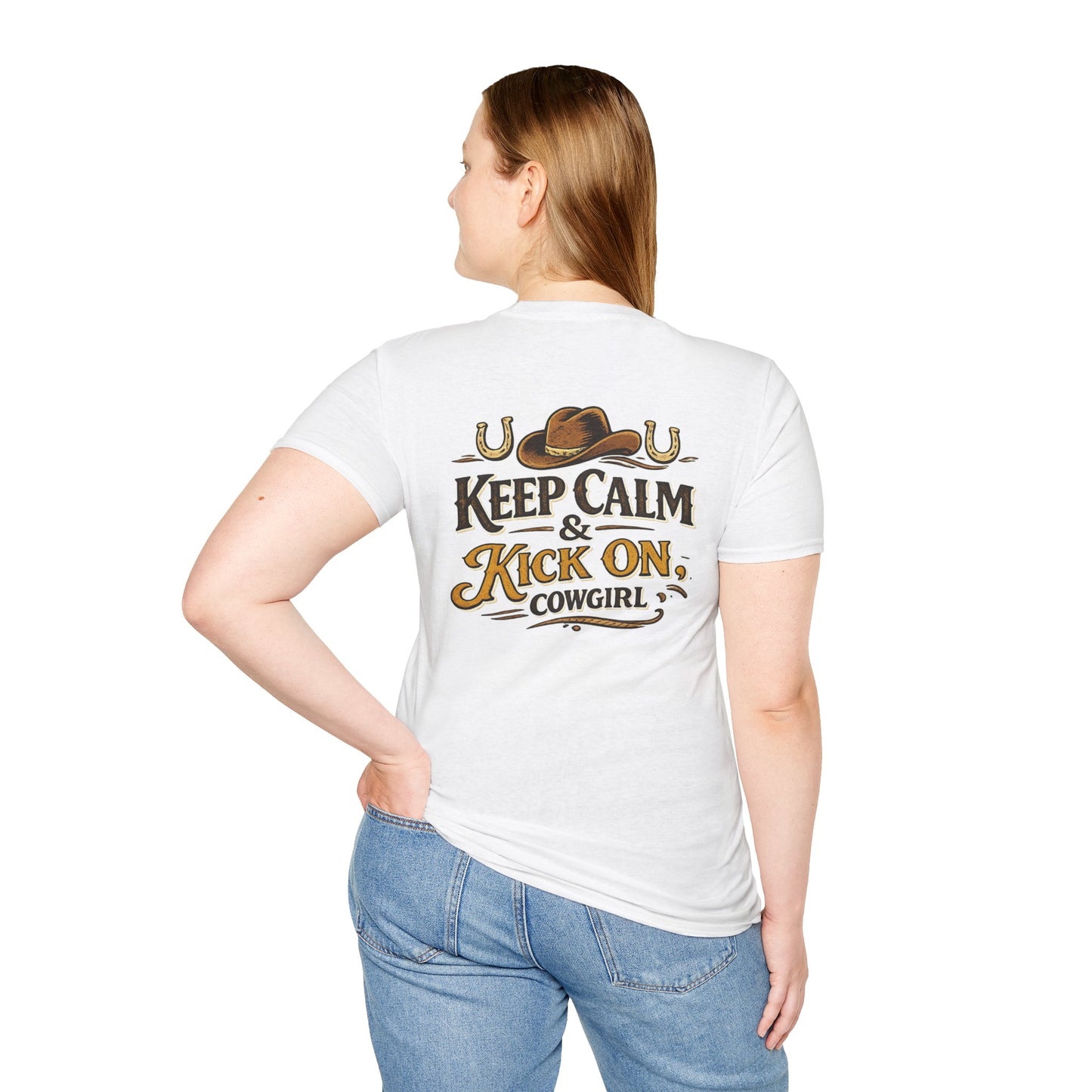 "Keep Calm & Kick On Cowgirl" T-Shirt