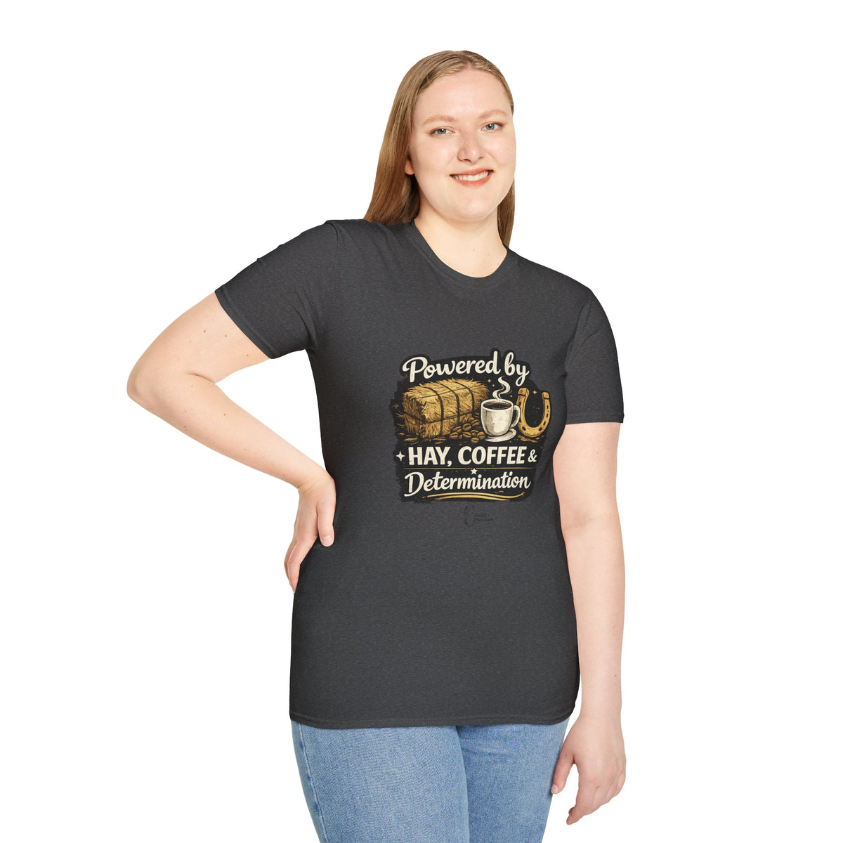 "Powered by Hay, Coffee & Determination" Softstyle T-Shirt