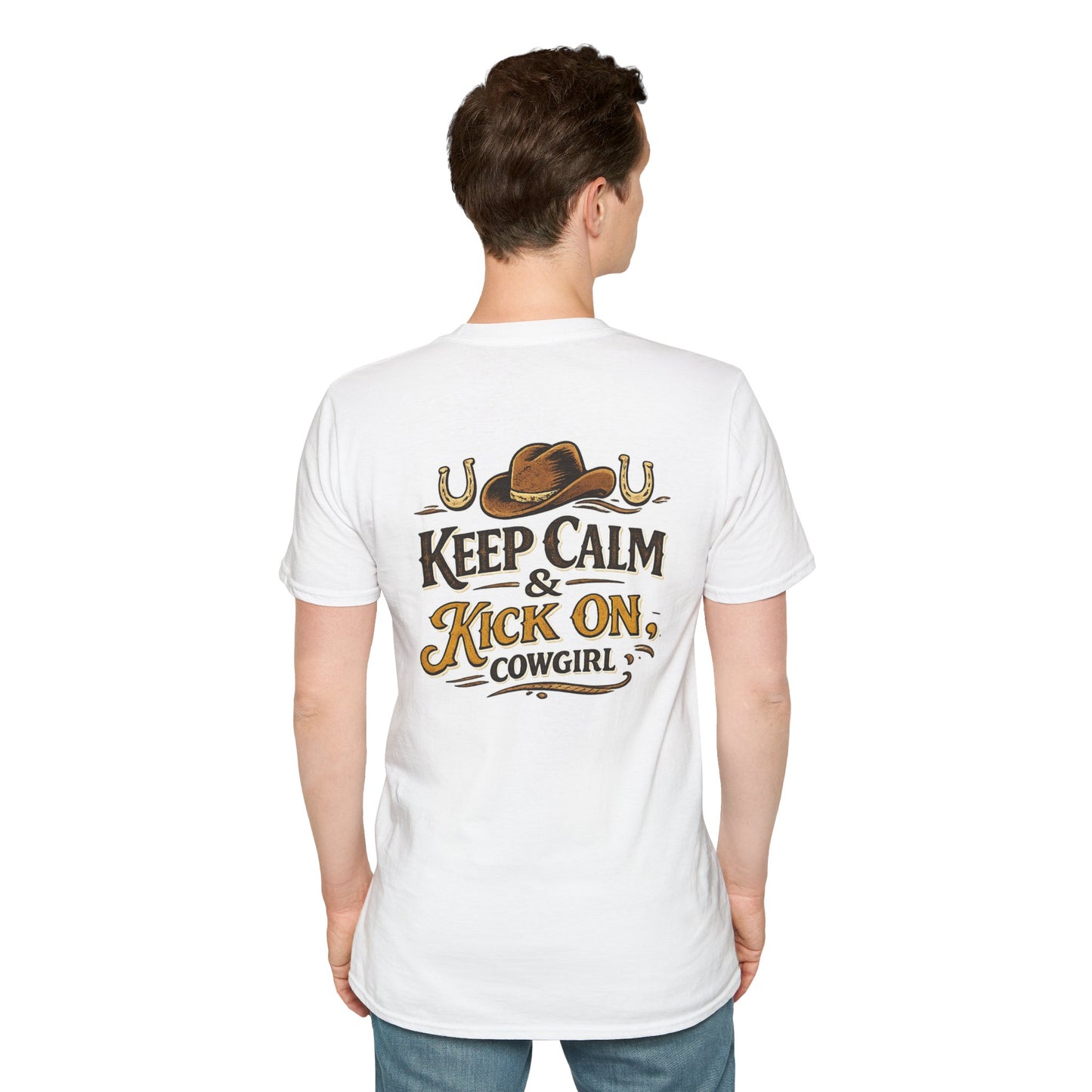 "Keep Calm & Kick On Cowgirl" T-Shirt