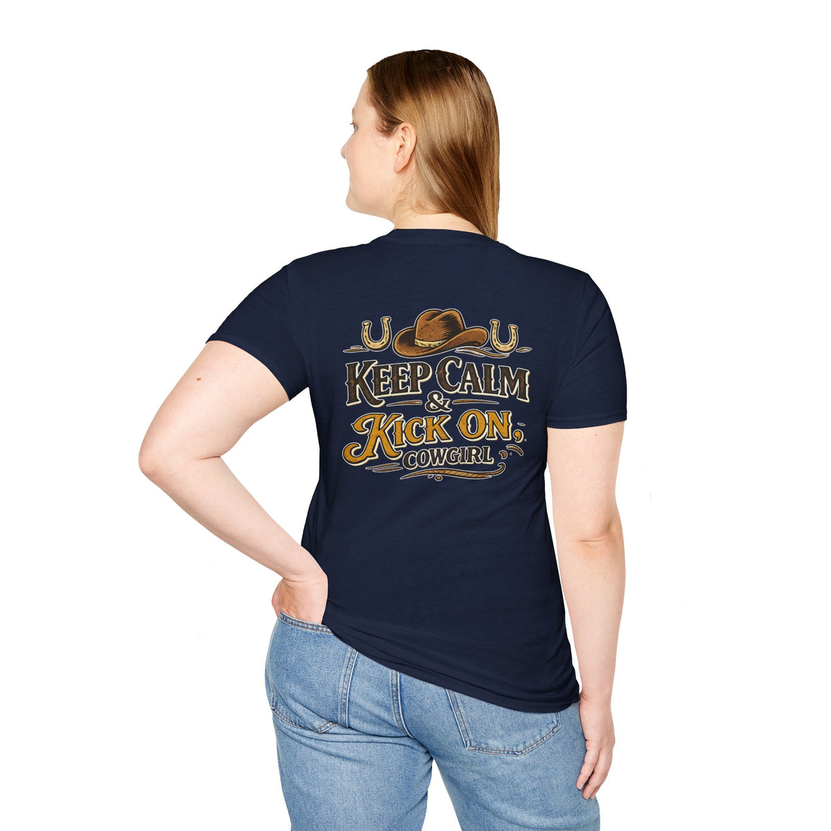 "Keep Calm & Kick On Cowgirl" T-Shirt