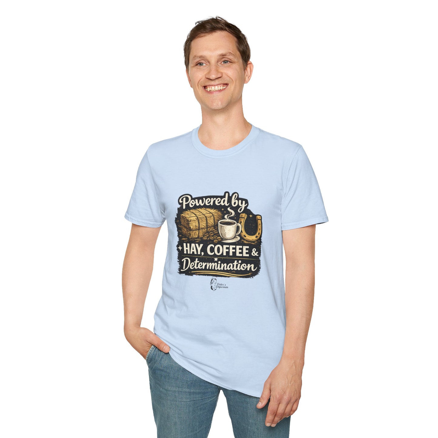"Powered by Hay, Coffee & Determination" Softstyle T-Shirt