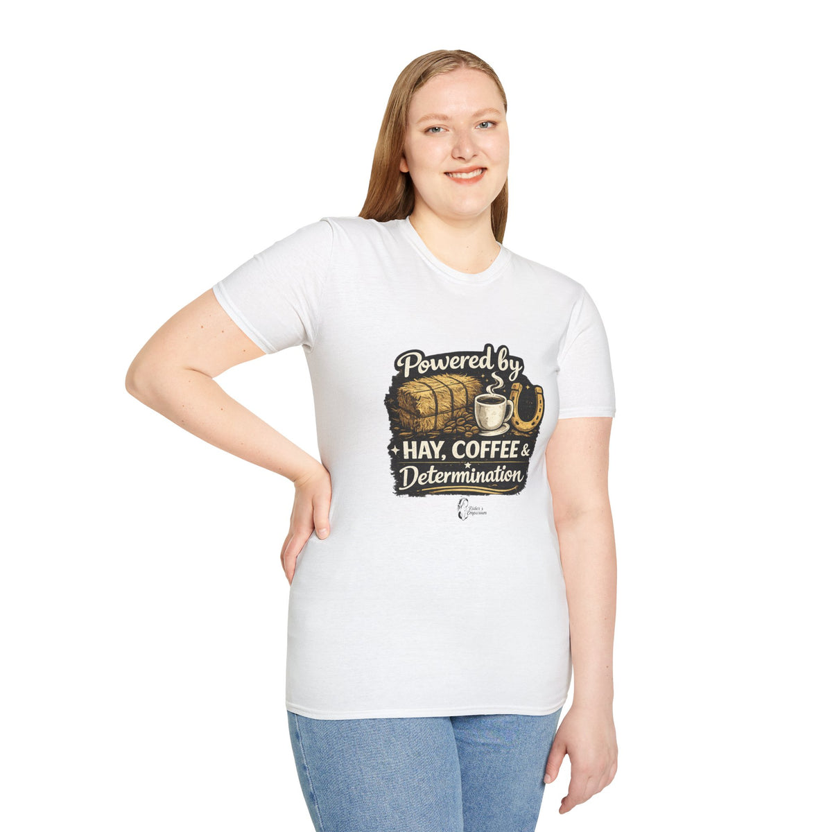 "Powered by Hay, Coffee & Determination" Softstyle T-Shirt