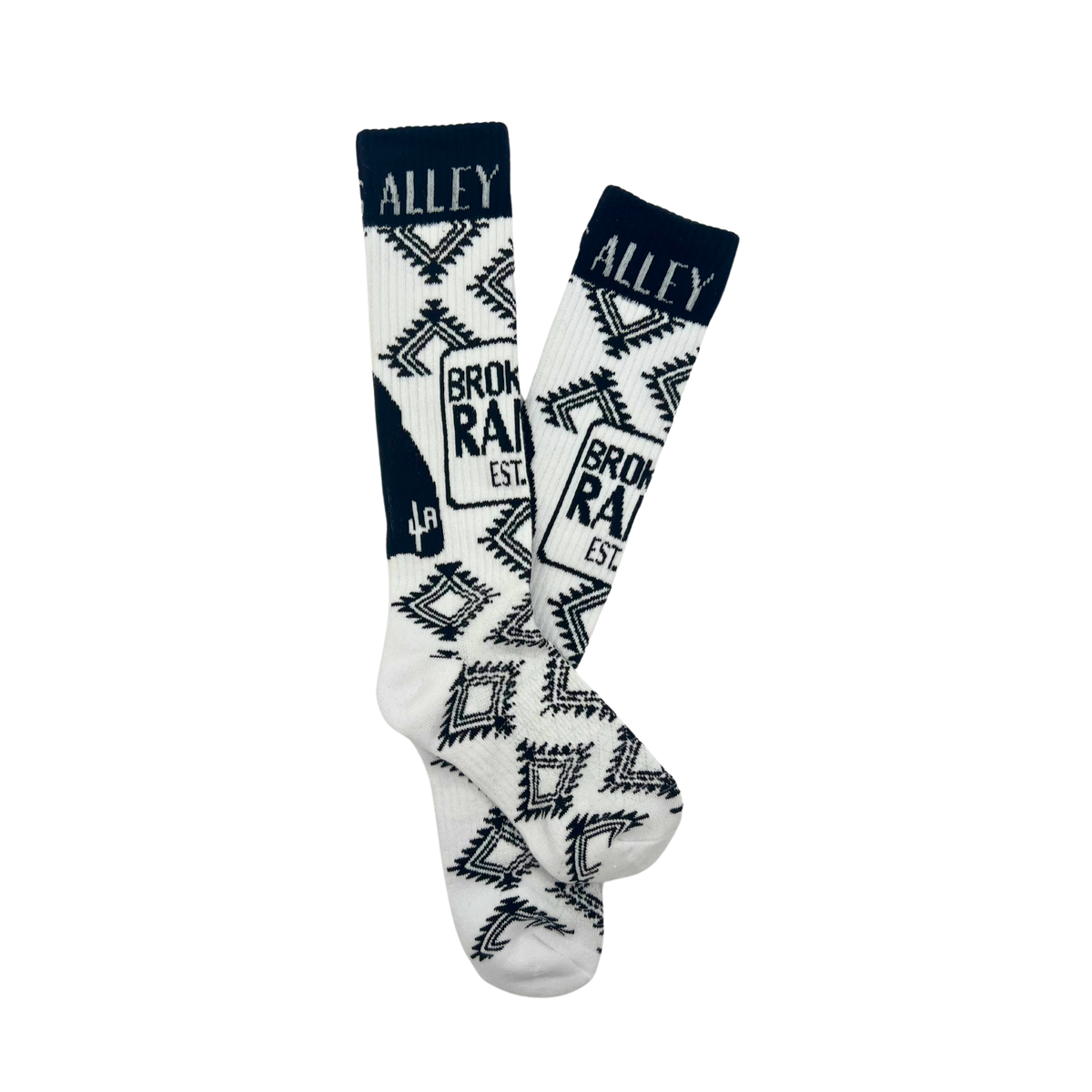 Cactus Alley- Broke Ass Ranch Blk/White Performance Boot Socks