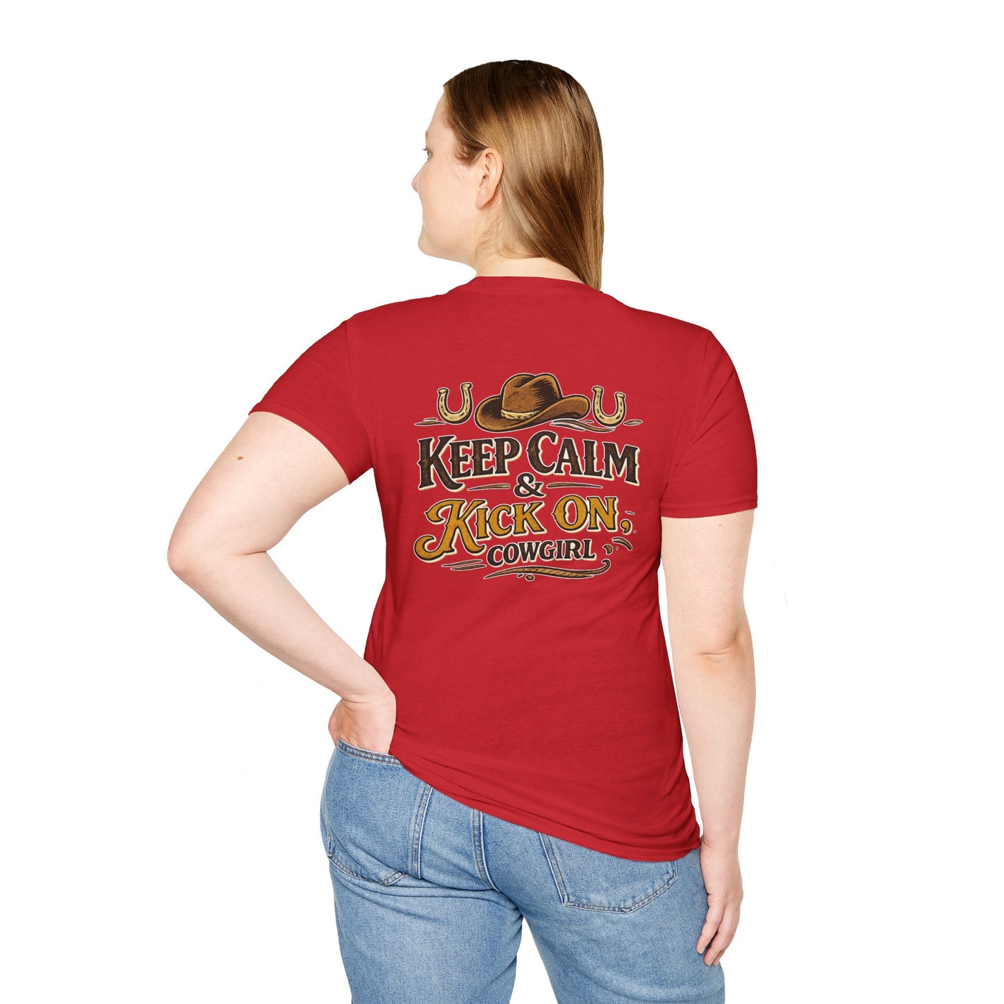 "Keep Calm & Kick On Cowgirl" T-Shirt