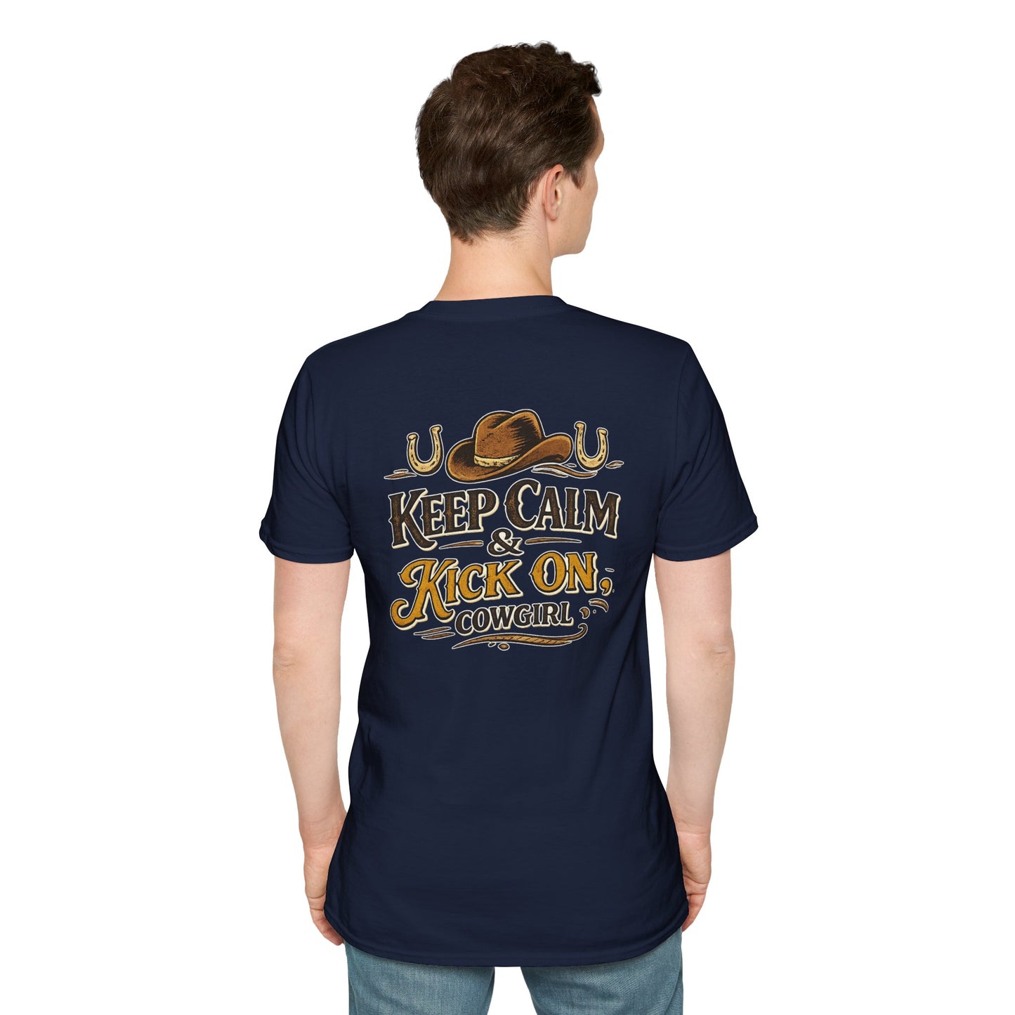 "Keep Calm & Kick On Cowgirl" T-Shirt