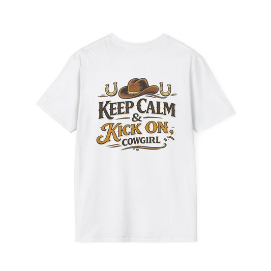 "Keep Calm & Kick On Cowgirl" T-Shirt