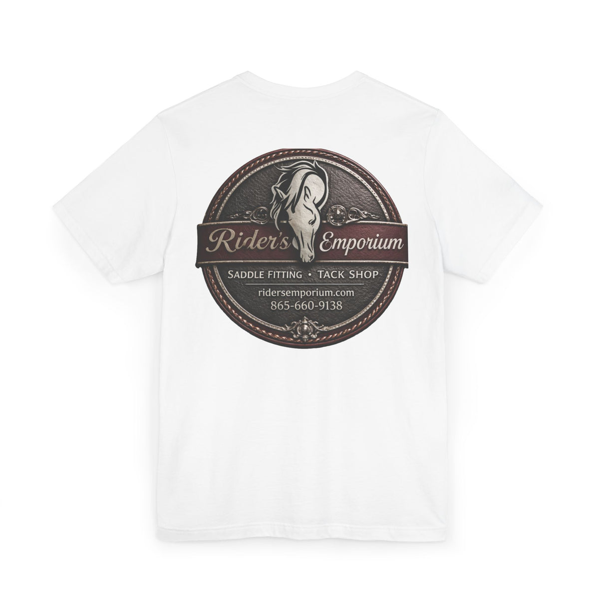 Rider's Emporium Logo Back Print T-Shirt — Round Logo