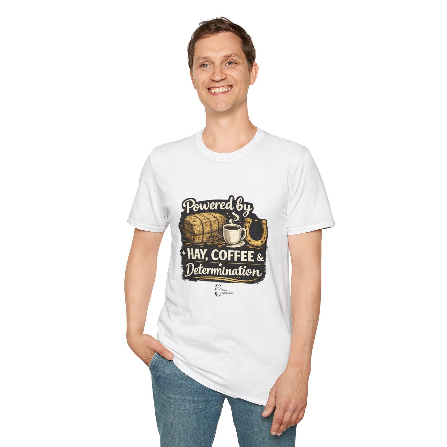 "Powered by Hay, Coffee & Determination" Softstyle T-Shirt