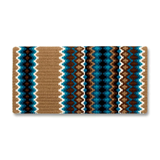 1458-1 Gemini 40x34 New Zealand Wool Saddle Blanket TAN TURQ BRN