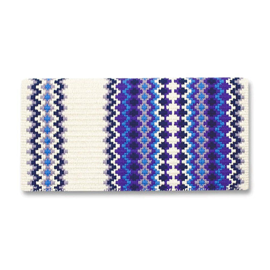 1458-7 Gemini 40x34 New Zealand Wool Saddle Blanket WHT PPL TURQ