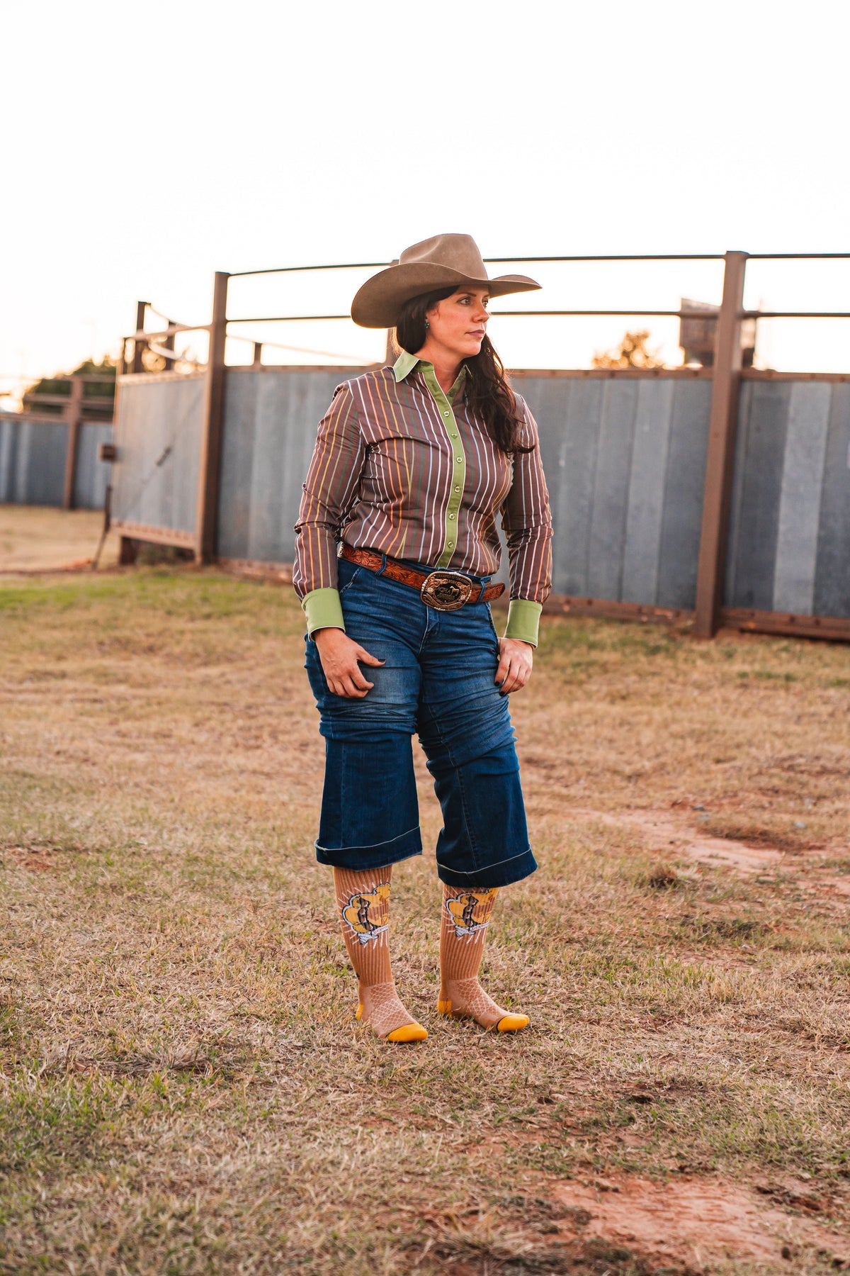 Lucky Bucking Cowgirl Tan Performance Boot Socks