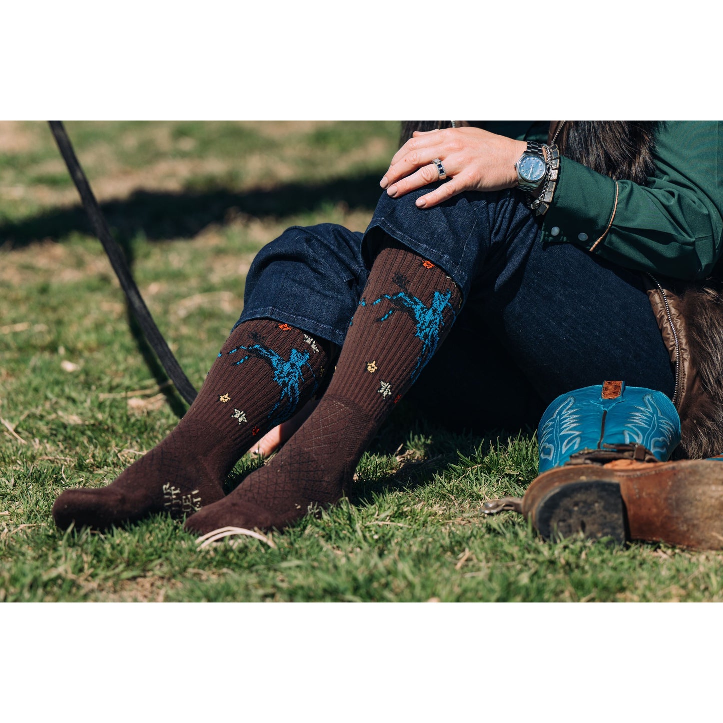 Fringe Long Live Brown Performance Boot Sock