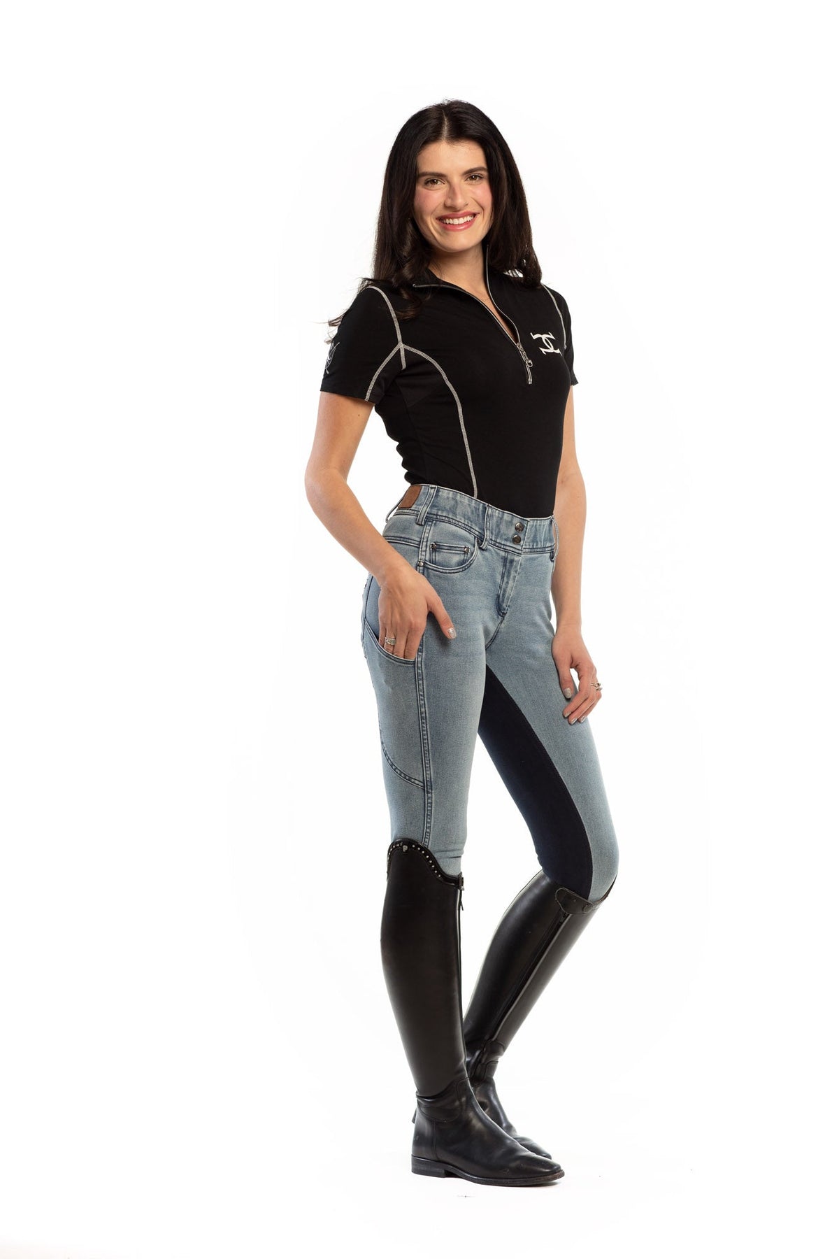 NEW Equestrian Jean - Full Seat with Cell Phone Pocket | 4-way stretch - Faded Blue