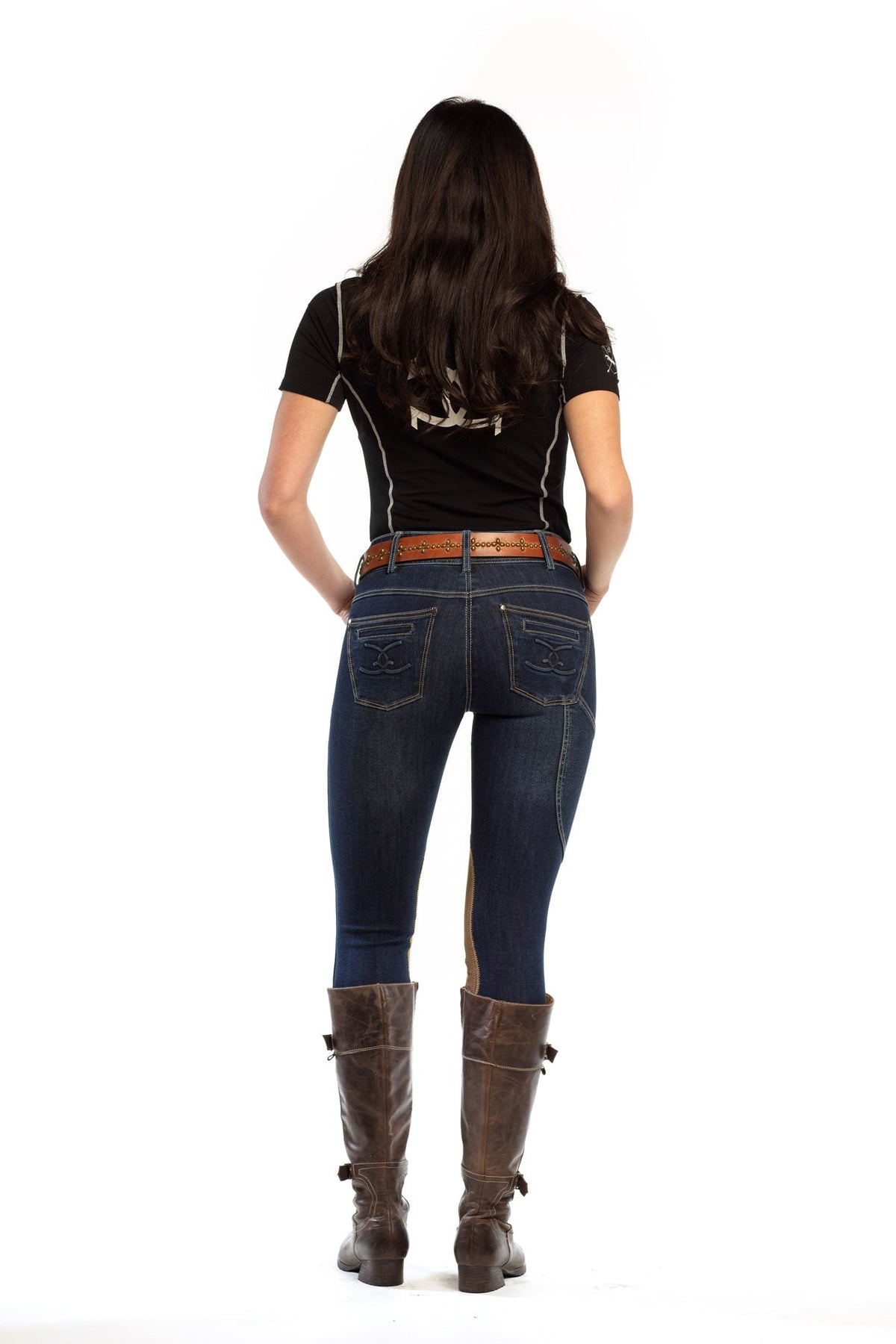 NEW Equestrian Jean - Knee Patch with Cell Phone Pocket - Vintage Wash