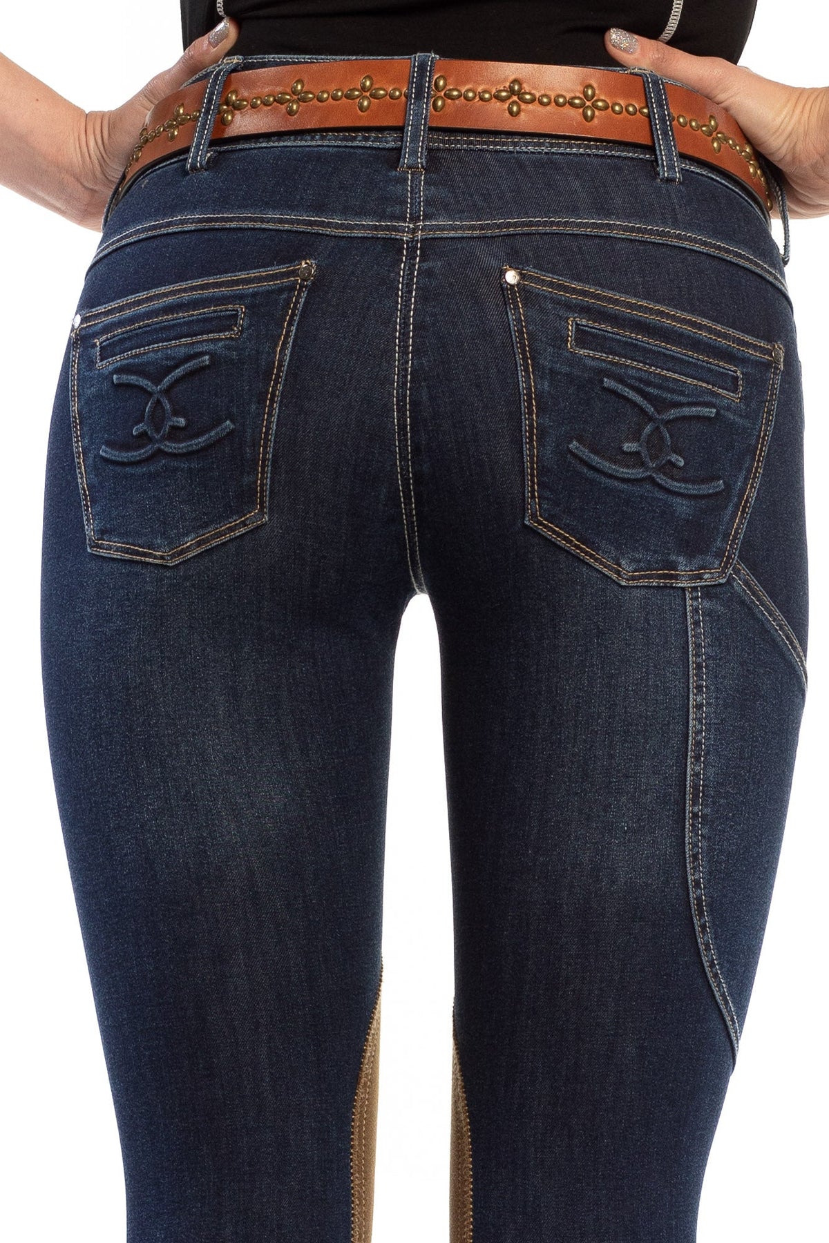 NEW Equestrian Jean - Knee Patch with Cell Phone Pocket - Vintage Wash