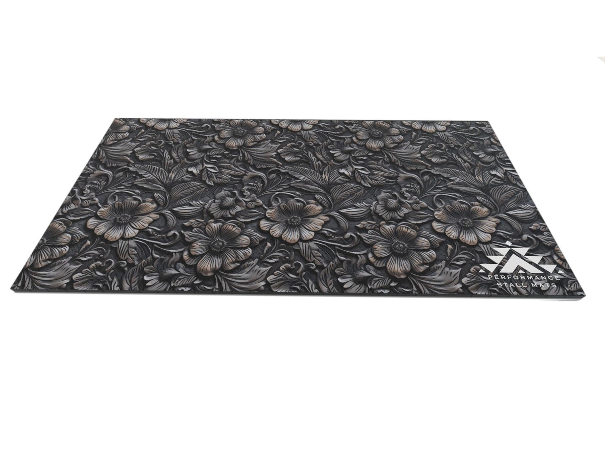 Portable Stall Mat Leather Tooled Design 5x10