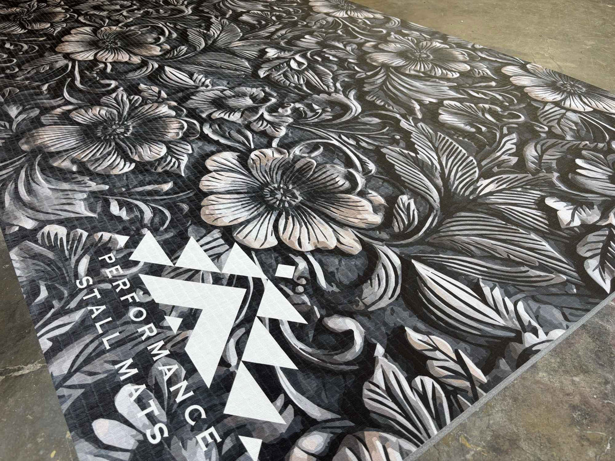 Portable Stall Mat Leather Tooled Design 5x10