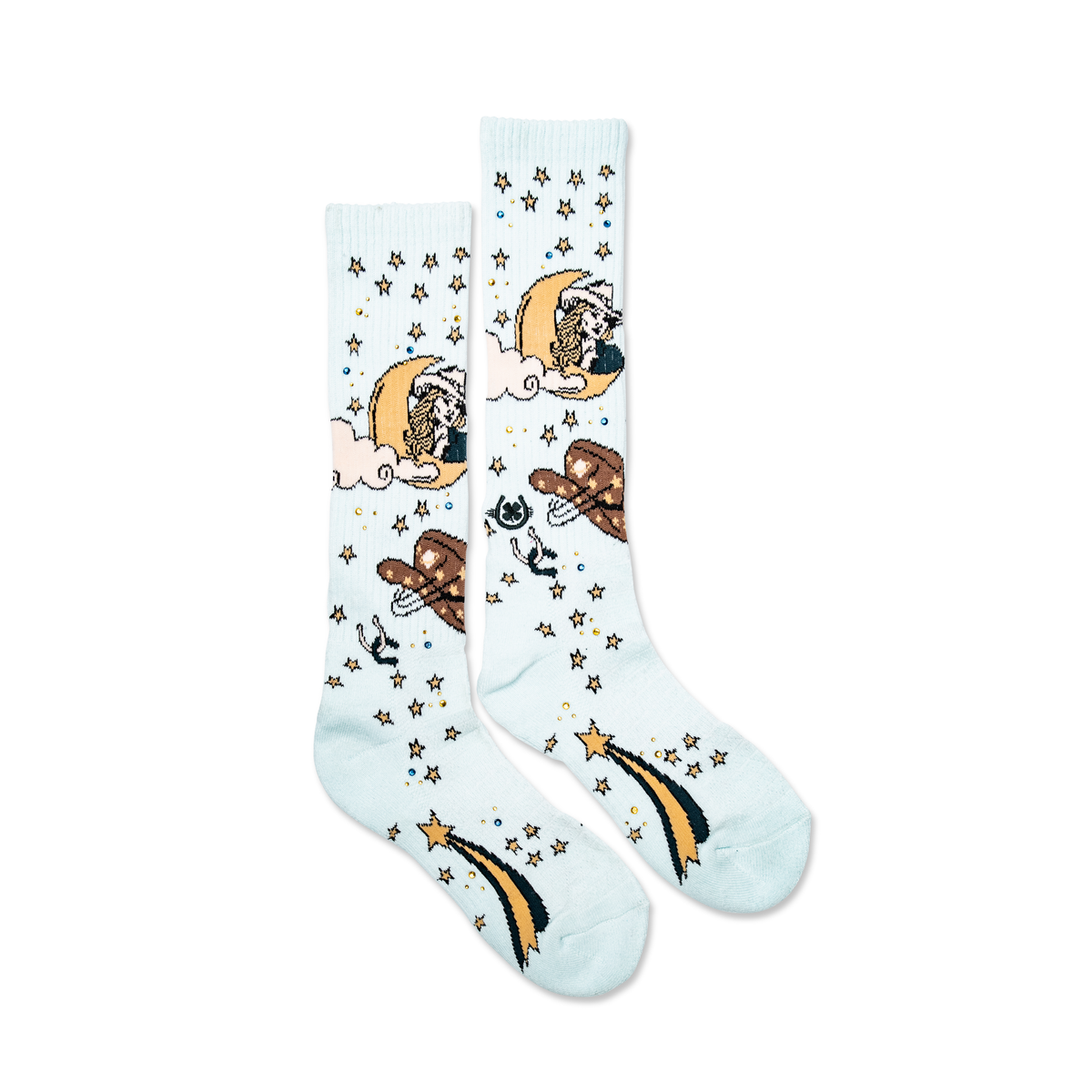 Cosmic Cowgirl Light Blue Performance Boot Socks